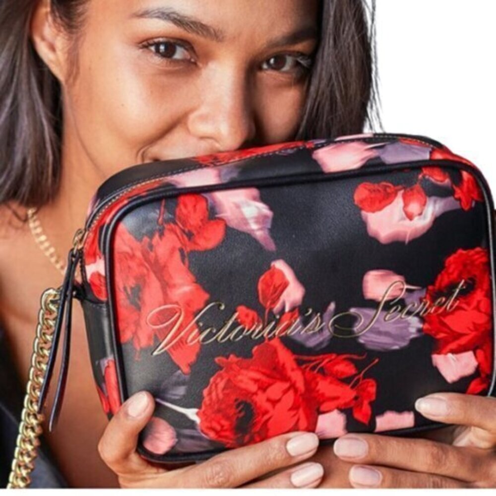 [Victoria Secret] Floral Crossbody Bag with a Gold Strap